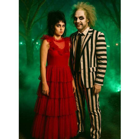 Beetlejuice Lydias Red Bride Wedding Dress Halloween Costume size Large Cosplay - Picture 1 of 7